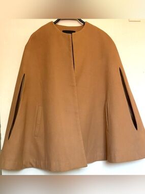 Camel Cape Coat - Open Front Minimalist Style